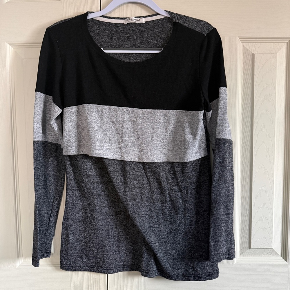 Bearsland Charcoal and Black Nursing flip up Top size Medium